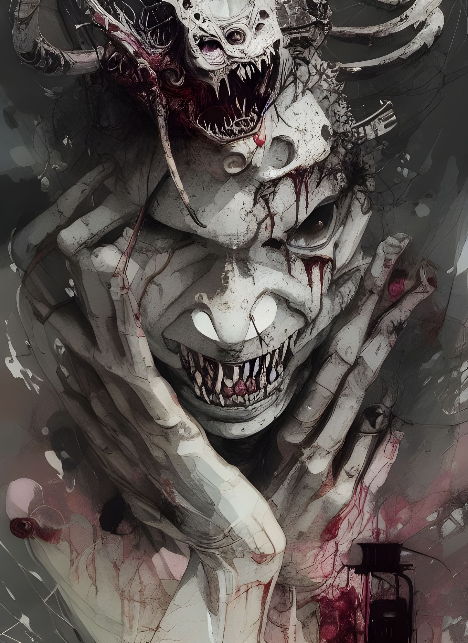 Terrifying Demon in Watercolor Style Illustration