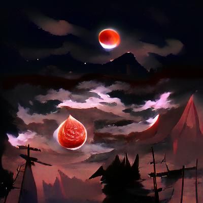 Eerie Full Blood Moon in Night Sky