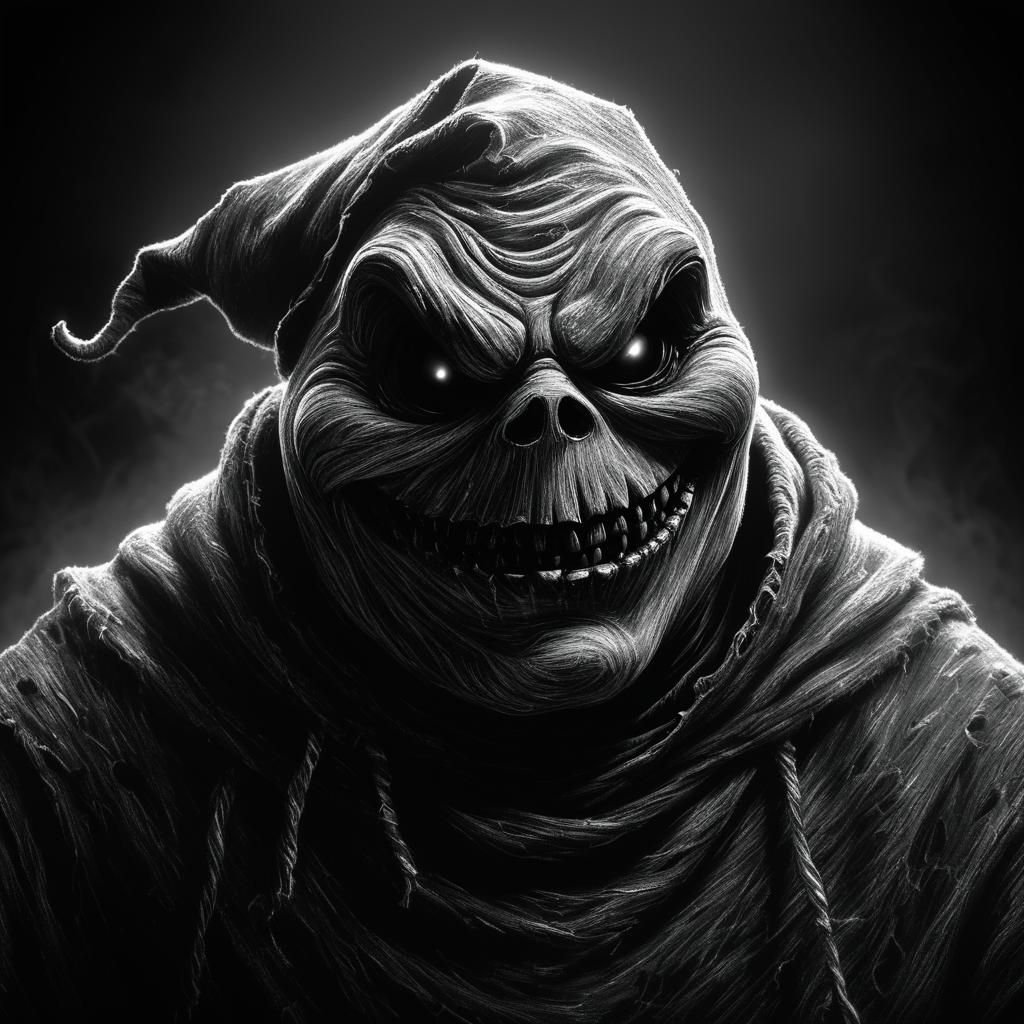 Oogie Boogie Portrait in Charcoal with Chiaroscuro Shading