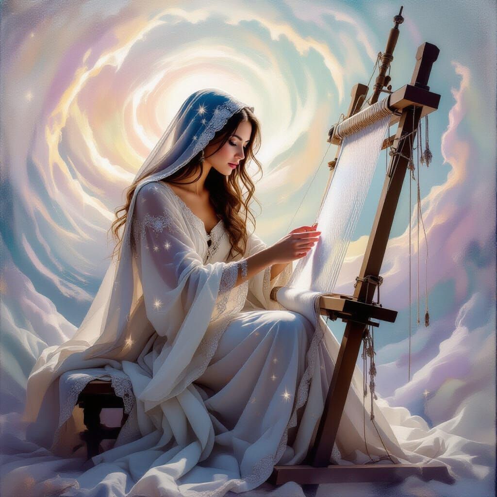 Cosmic Dream Weaver at a Celestial Loom