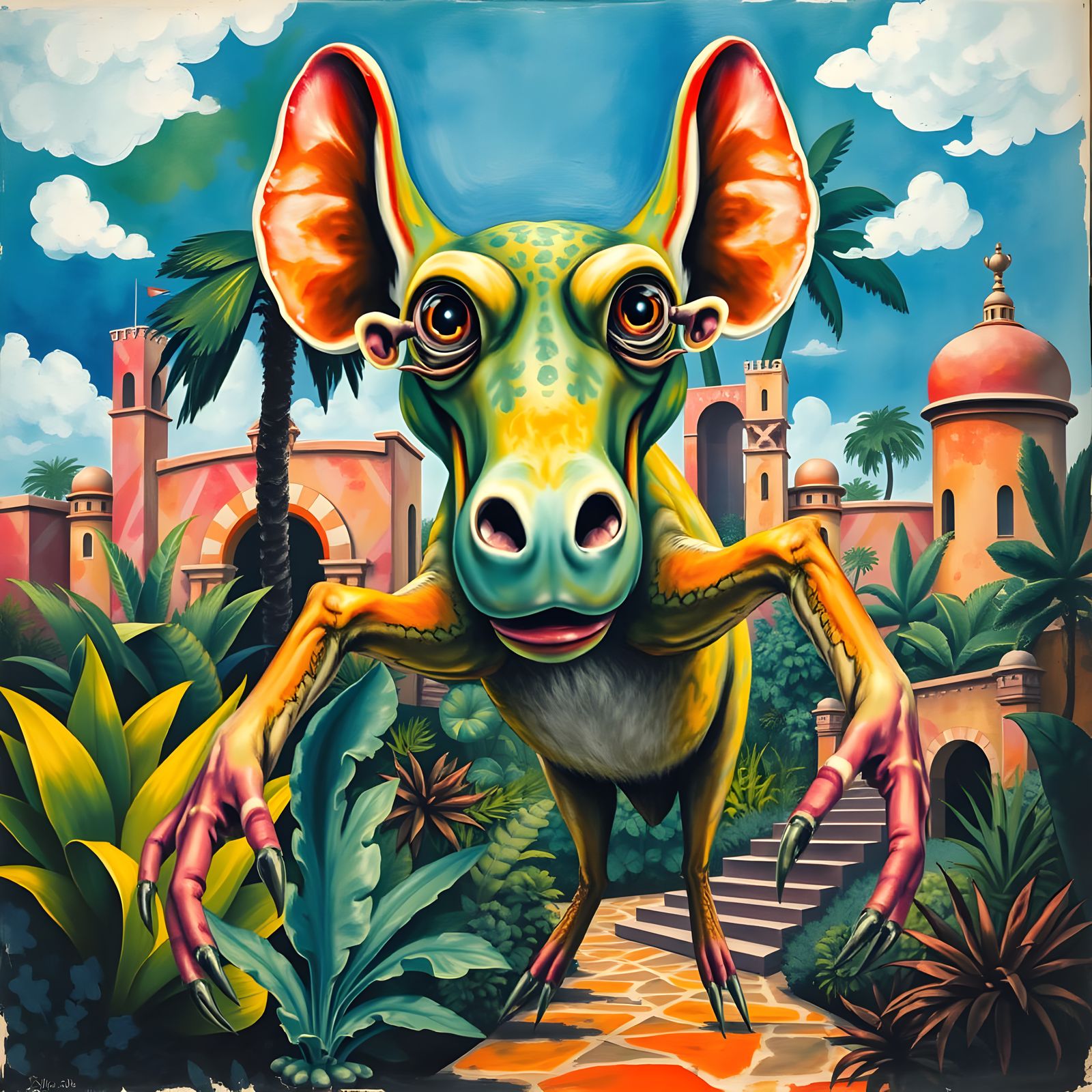 Surreal Zoo Animal Unleashes Chaos in Bold Watercolor Abstra...