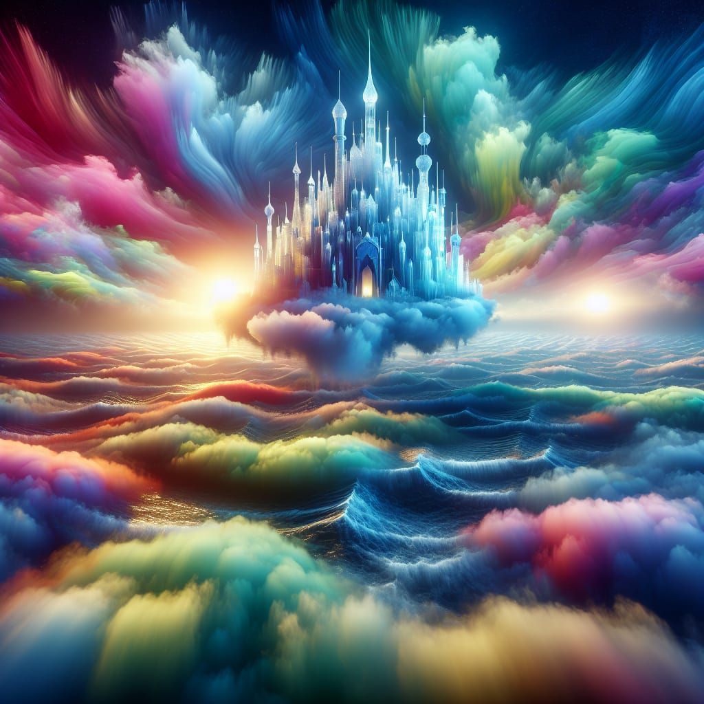 Diamond glass castle in the sky