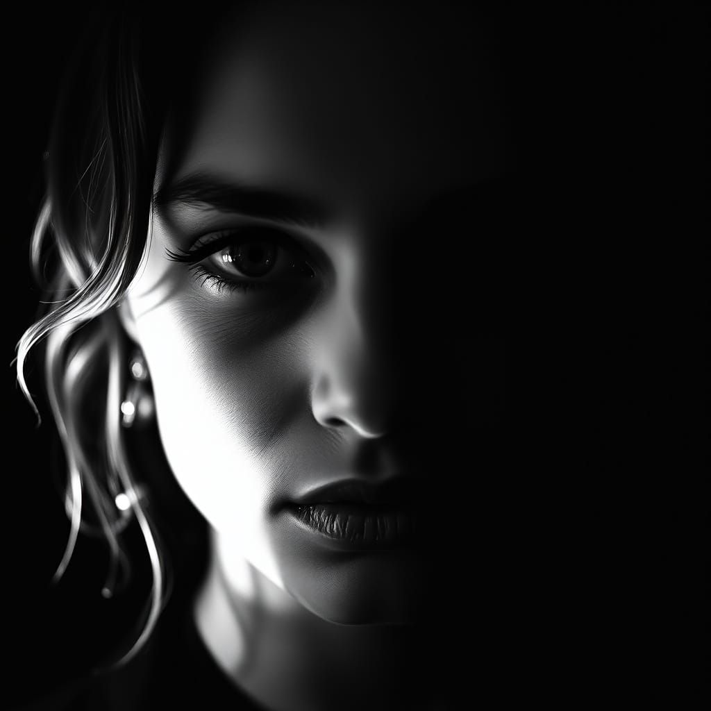Intense Black and White Portrait of a Woman