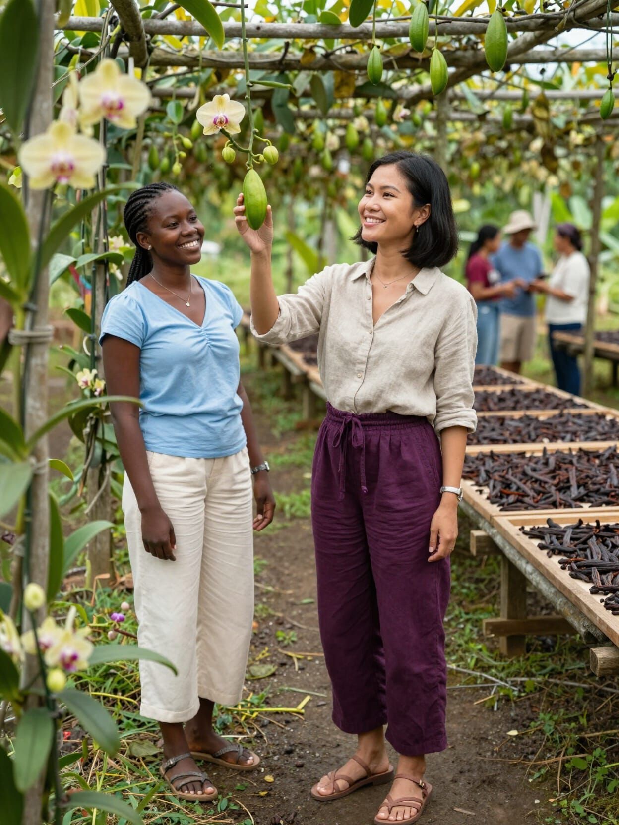 Vanilla Plantation in Réunion Island with Two Women