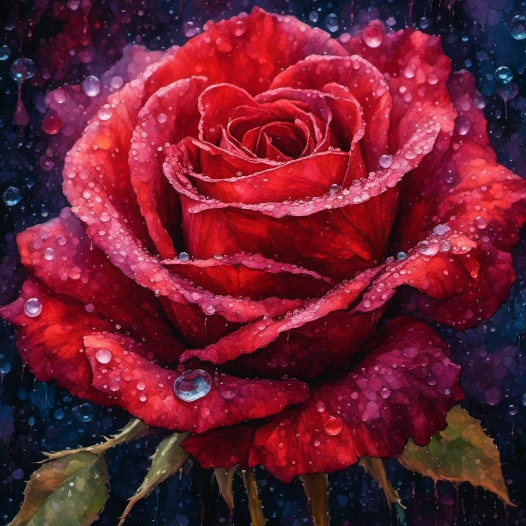Red Rose on a Rainy Day