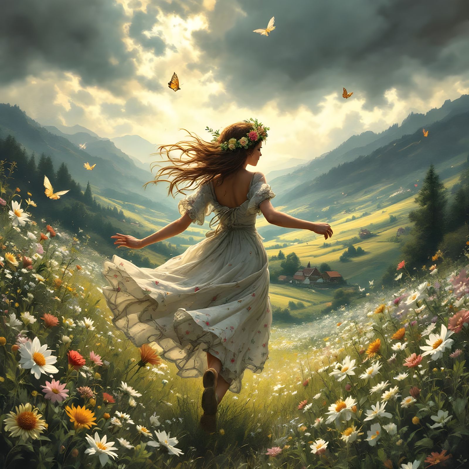 Whimsical Wench in a Stormy Meadow