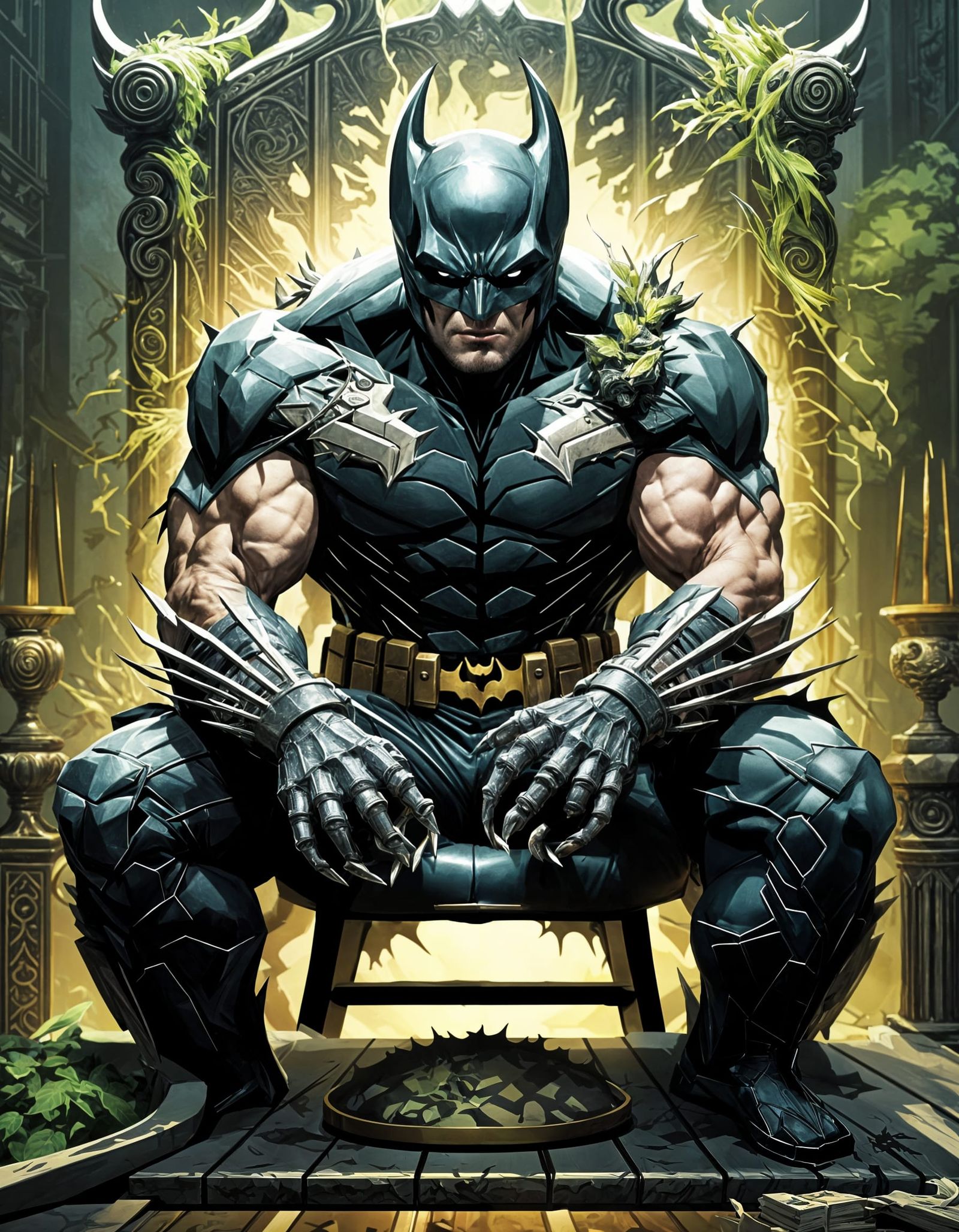 Eerie Batman Monster in Solarpunk Horror Art