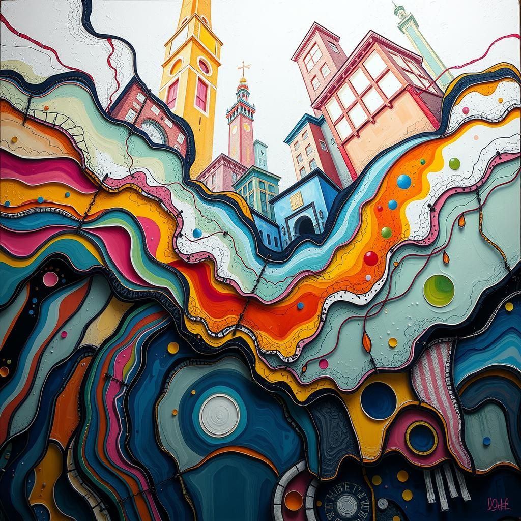 Expressionist Figures Merge with Striking Patterns