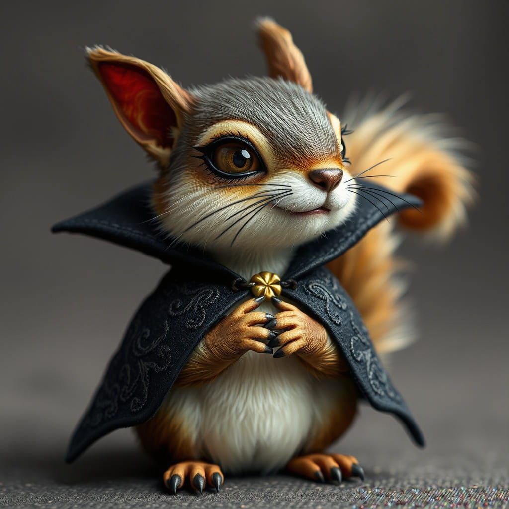 Mysterious Vampire Squirrel in Gothic Whimsy