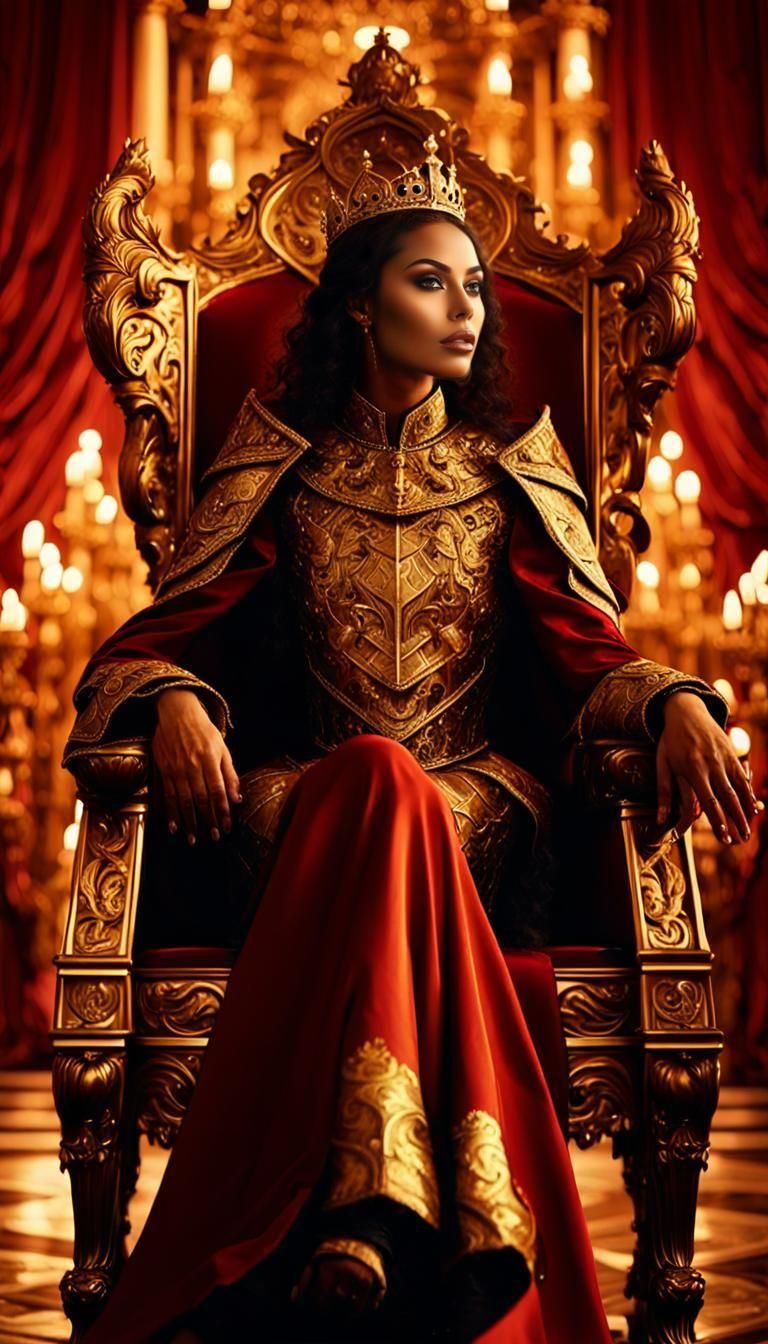 Brazilian Queen in Royal Armor, Photorealistic Film Still