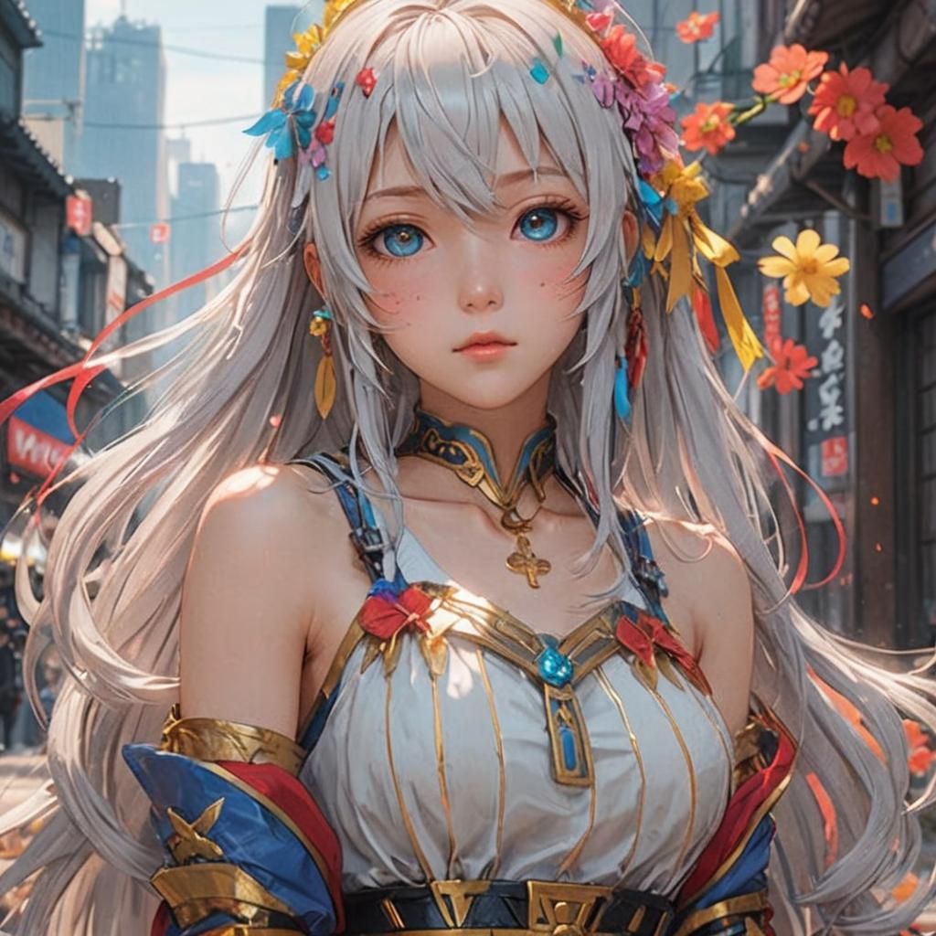 Colorful Anime Character in 3D Rendering