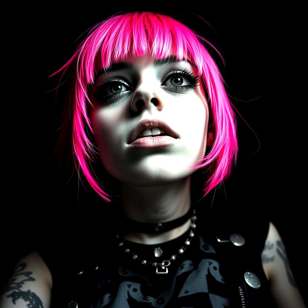 Punk Rock Goth Girl in Extreme Low Angle