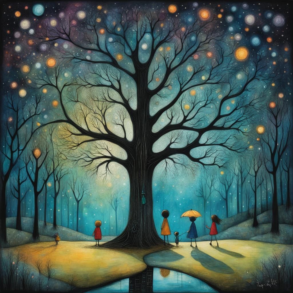 Neo-Expressionist Children's Park Scene