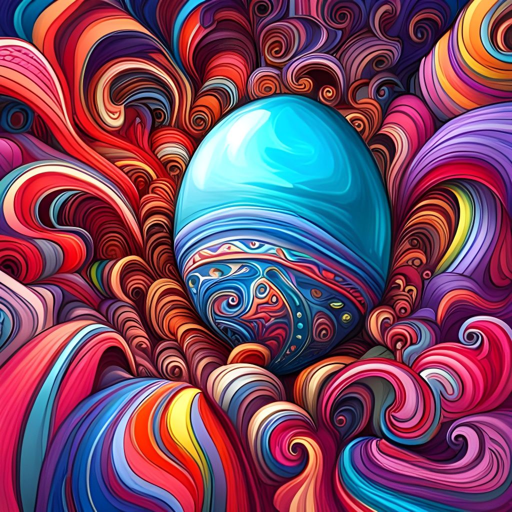 Alien Egg in Easter Candyland Gouache Painting