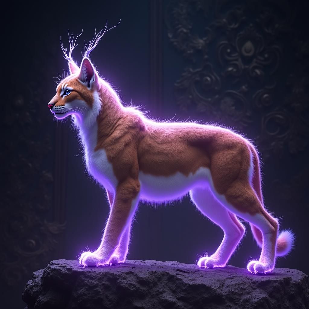 Bioluminescent Lynx in Fantasy Landscape, 8K