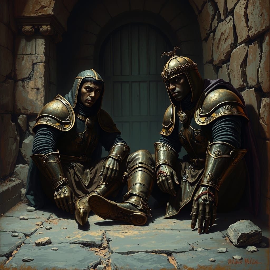 Victorian Men in Armor Trapped in Dungeon