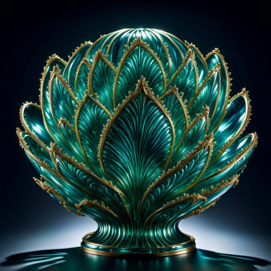 Iridescent Carnival Glass Vase with Alien Design