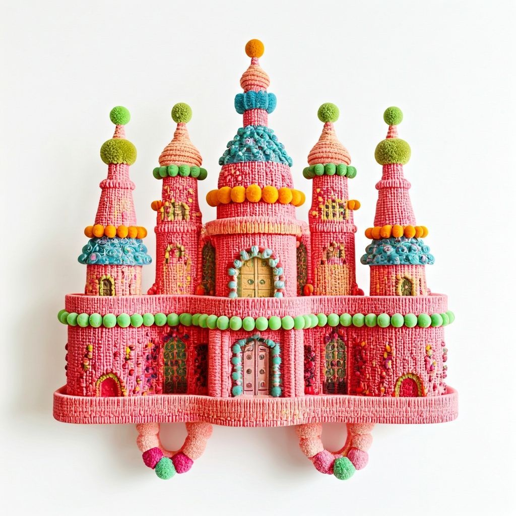 Whimsical Pom Pom Palace with Textile Decorations
