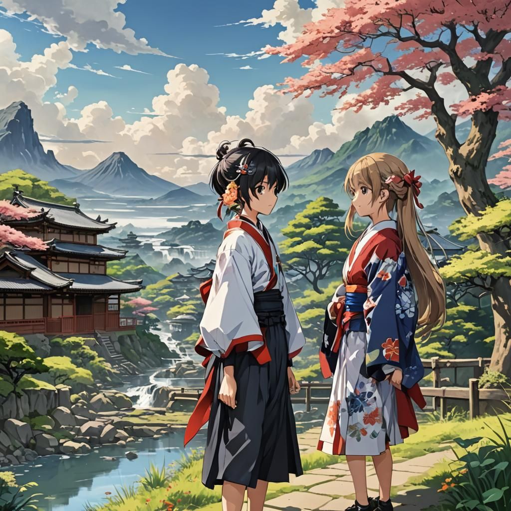 Contrasting Landscapes in Anime Key Visual Style