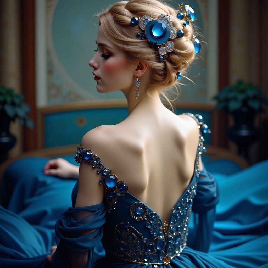 Elegant Portrait in Art Nouveau Style