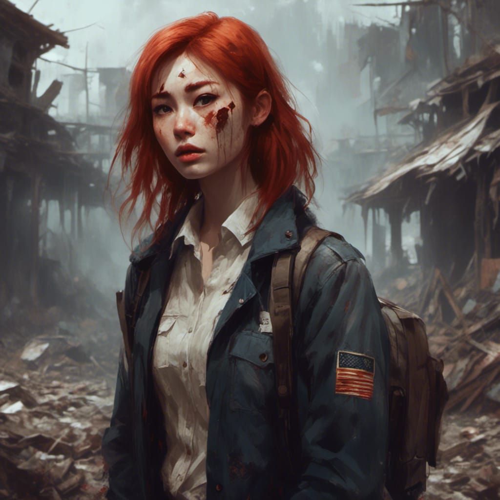 Redhead Portrait in Anime Style by Greg Rutkowski