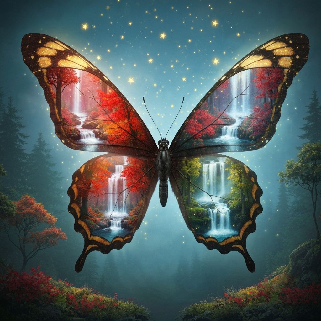 Butterfly Wings Portal to Miniature Worlds, Fantasy Art