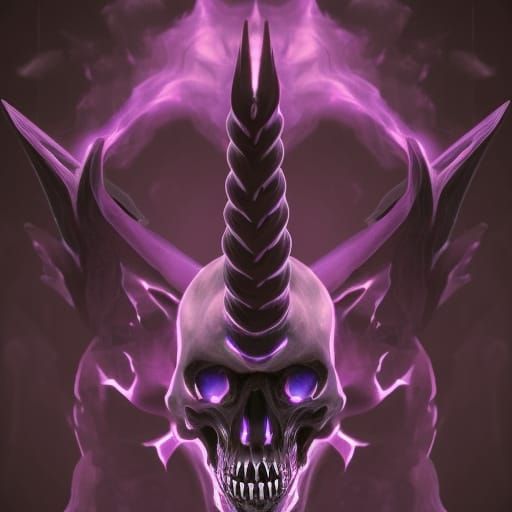 Unicorn Skeleton Logo in Biofluorescent Flames