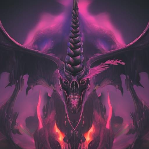 Fiery Unicorn Skeleton Logo in Dark Fantasy Style