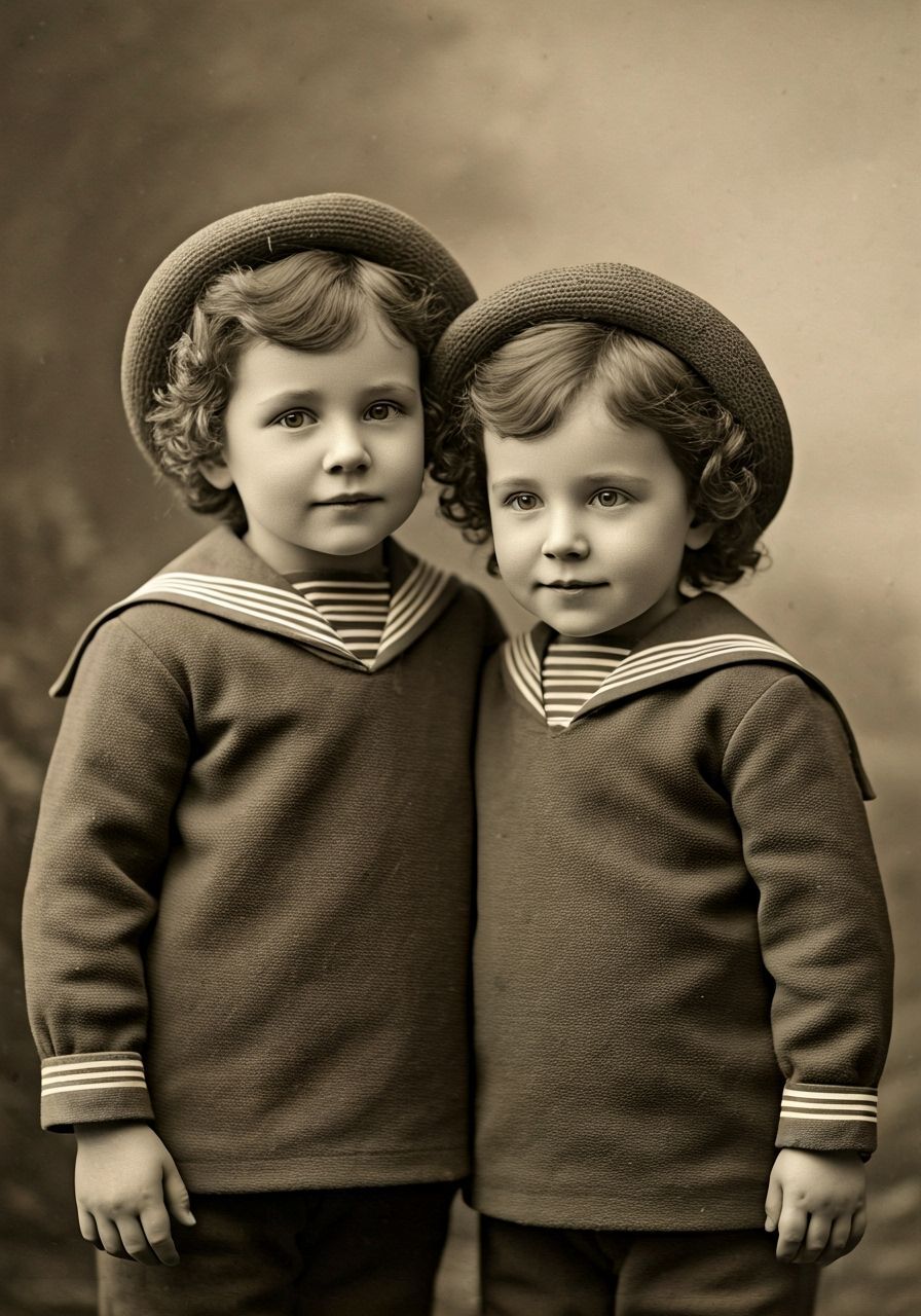 Charming 1902 Photo of Two Cute Children