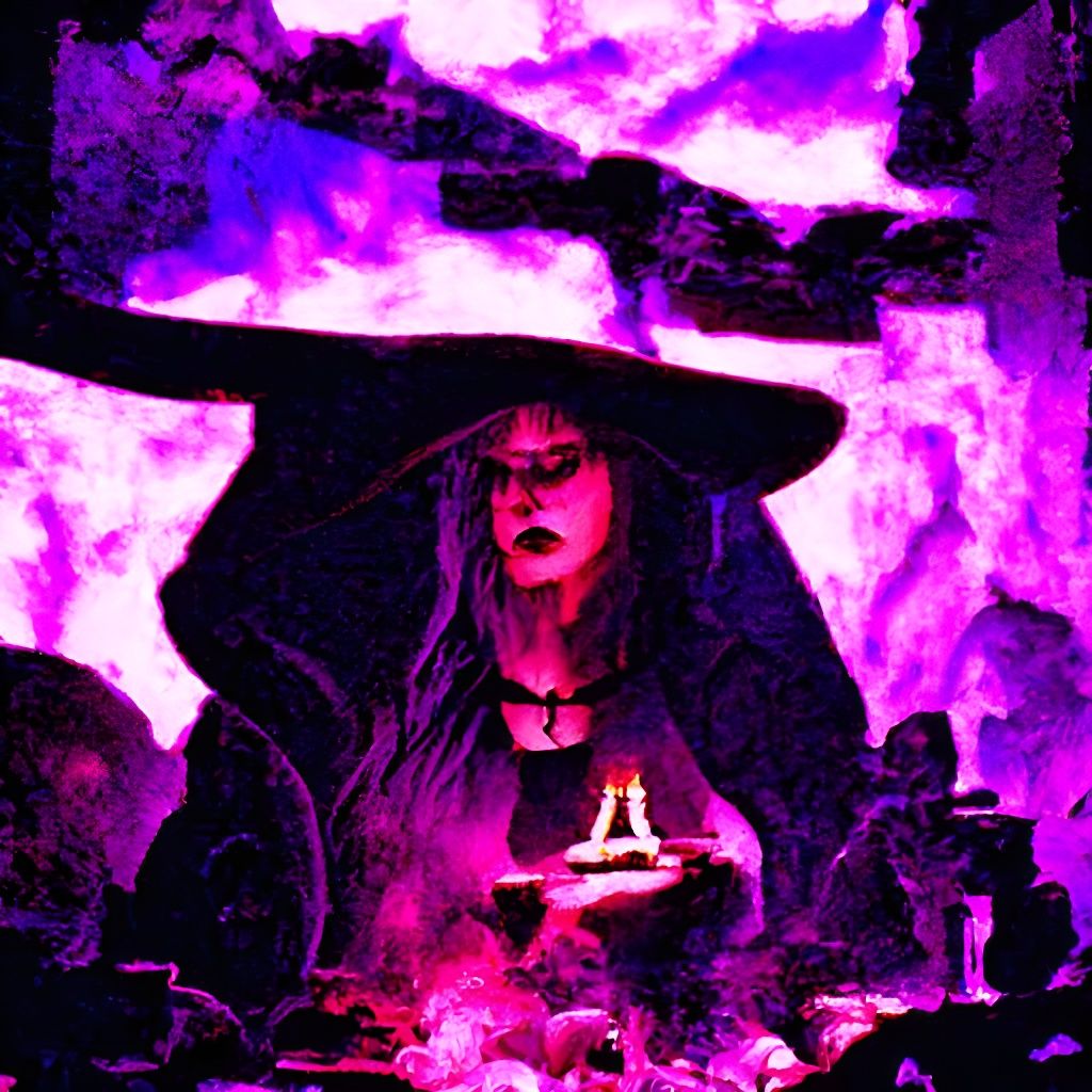 Witch at a Dark Altar: A Mysterious Scene