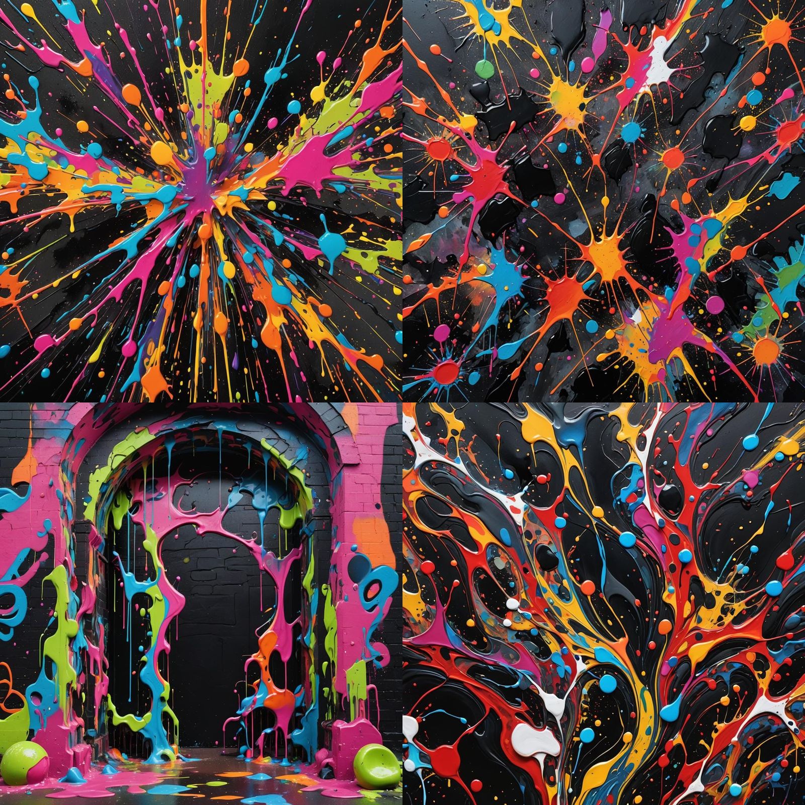 Colorful Abstract Graffiti Art on Black Background