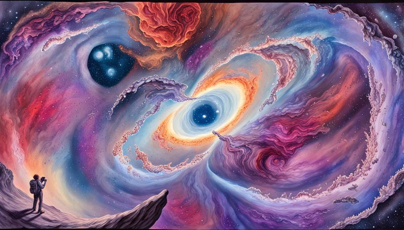 Spectacular Galactic Nebula in Gouache Style