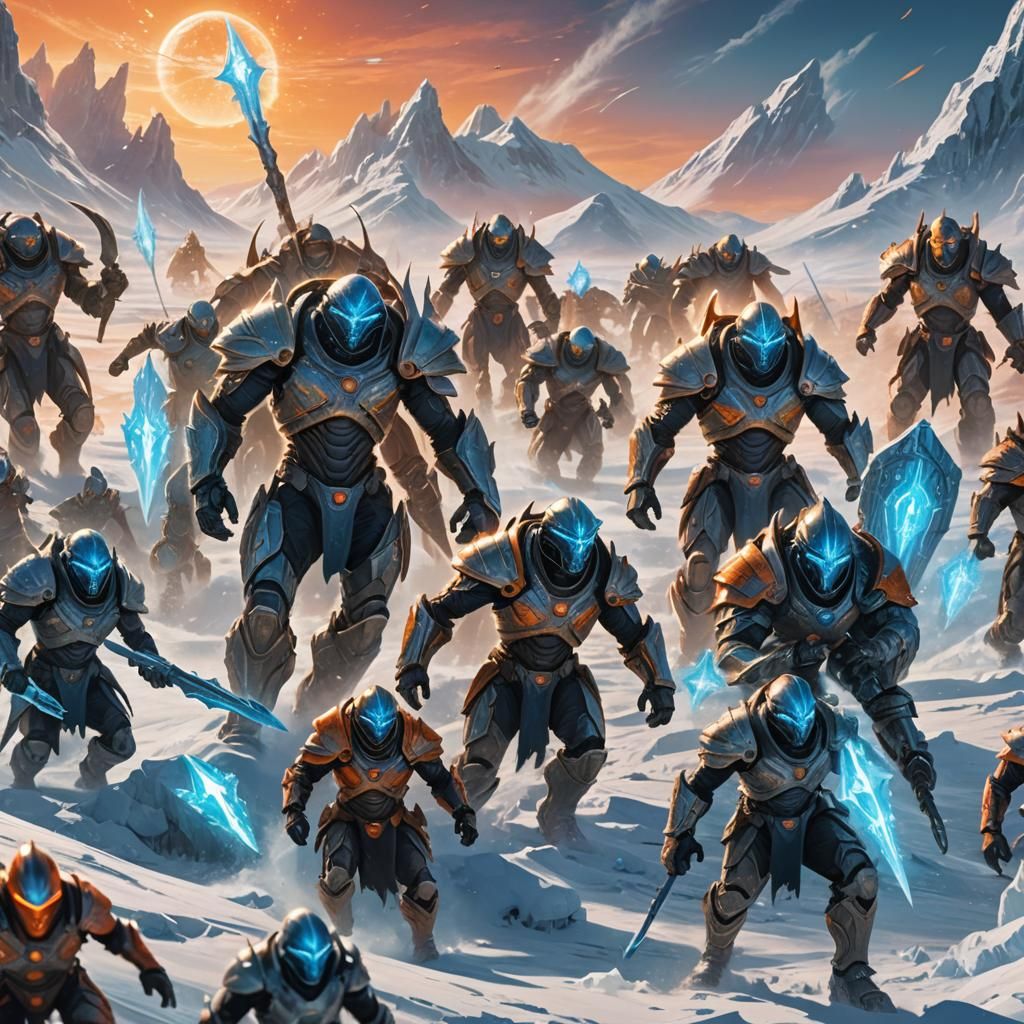 Alien Warrior Leading Icy Battle: Concept Art