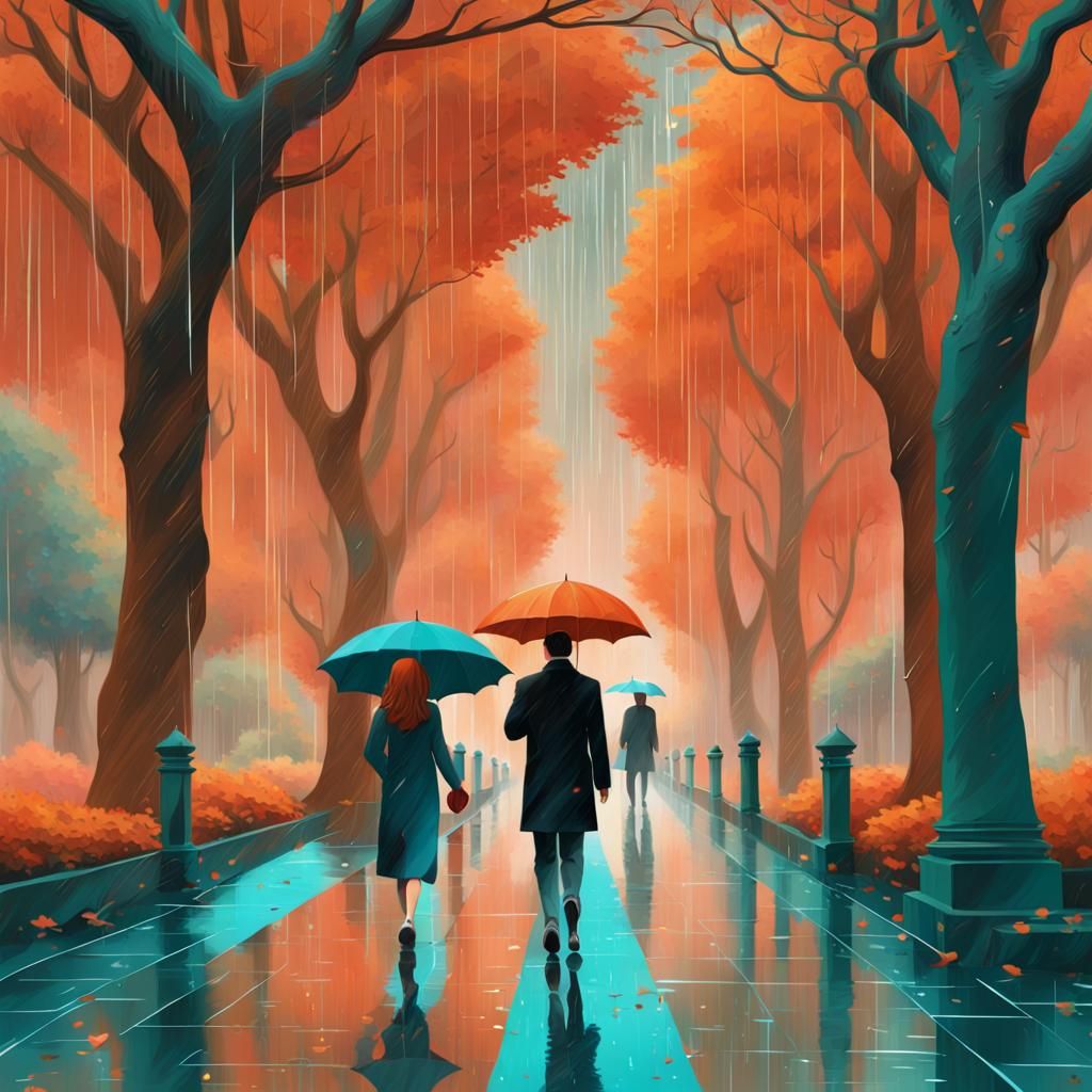 Rainy Street Scene as Digital Art