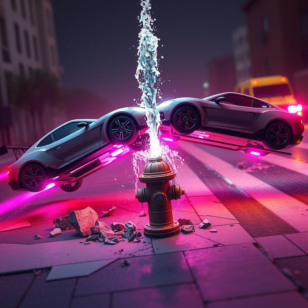 Low Poly Energy Car Crash with Plasma Coils
