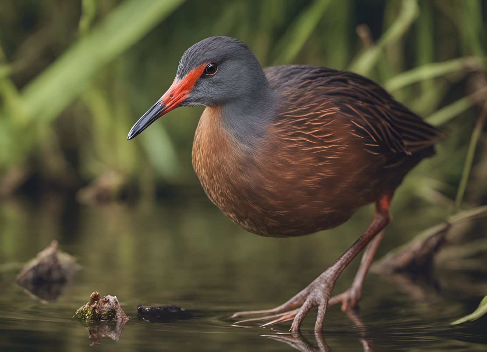 Virginia rail poking around...