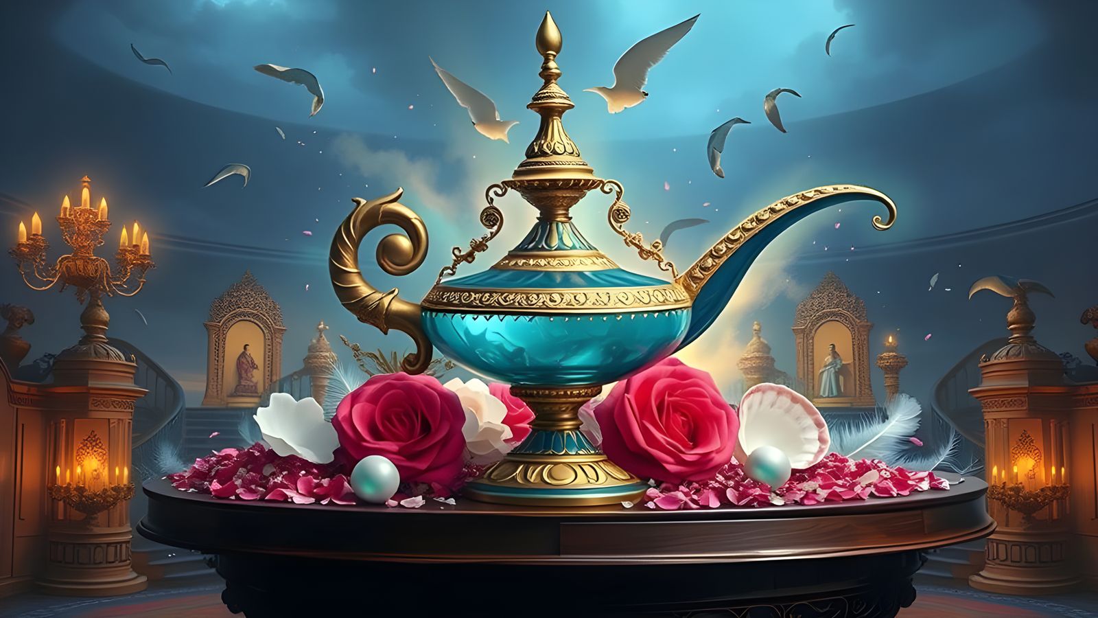 Opulent Magic Lamp in Afrofuturist Style