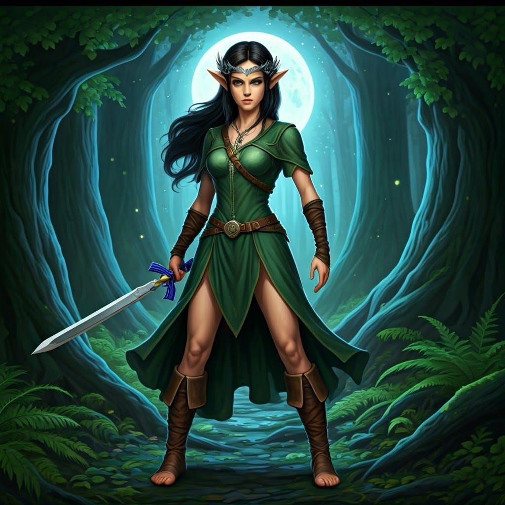 Link hero of legend of Zelda as a female elf (Emma Watson) i...