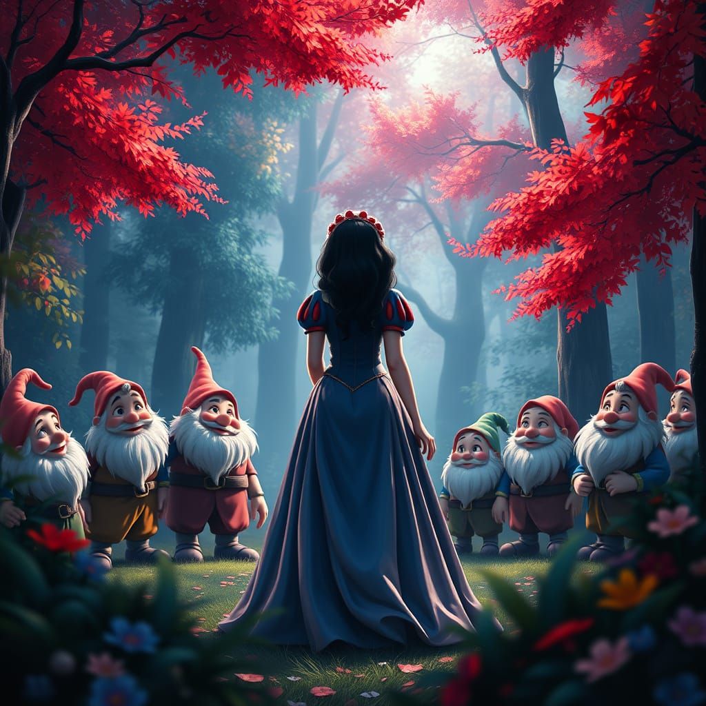 Snow White in a Fantastical Forest Scene, Disney-Inspired Ma...
