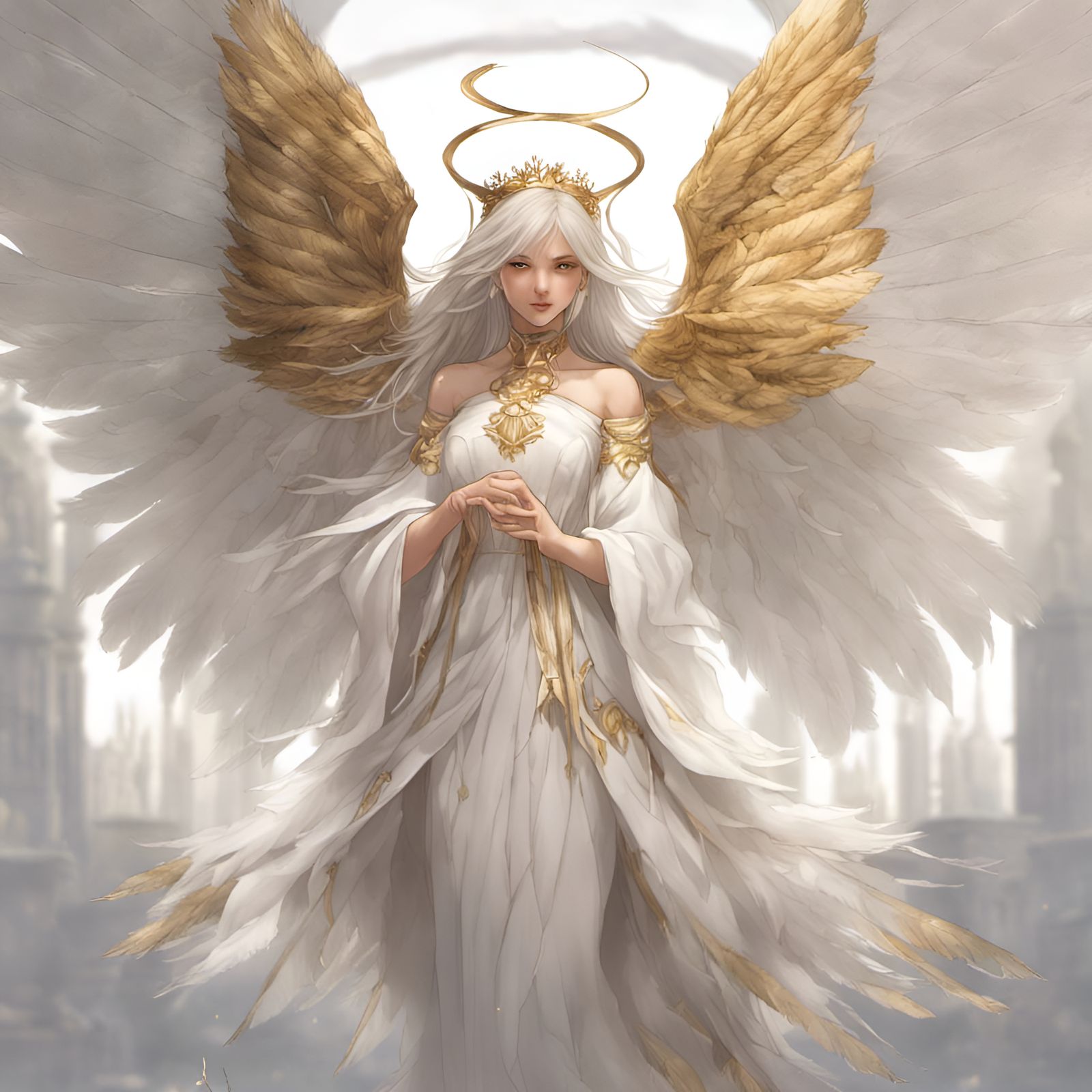 Angelic Seraphim Girl in Manhwa Style