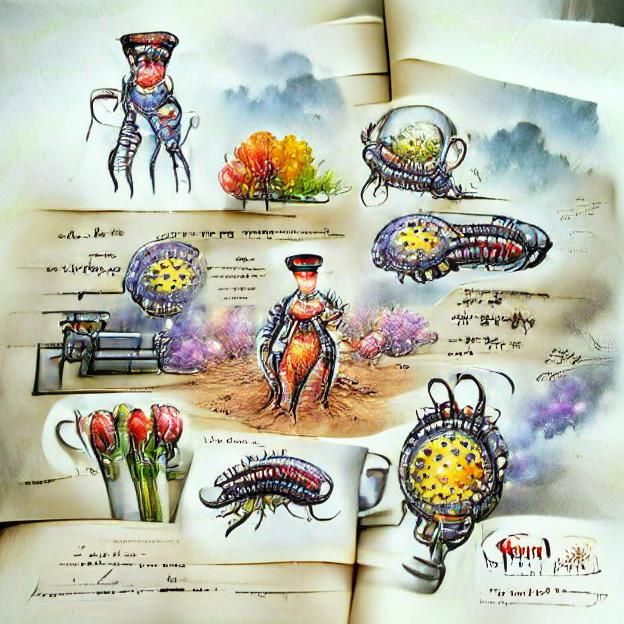 Steampunk Alien Flora Codex Concept Art