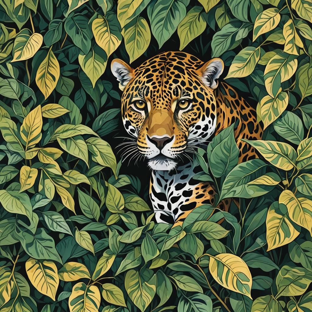 Abstract Jaguar Hiding: Complementary Colors