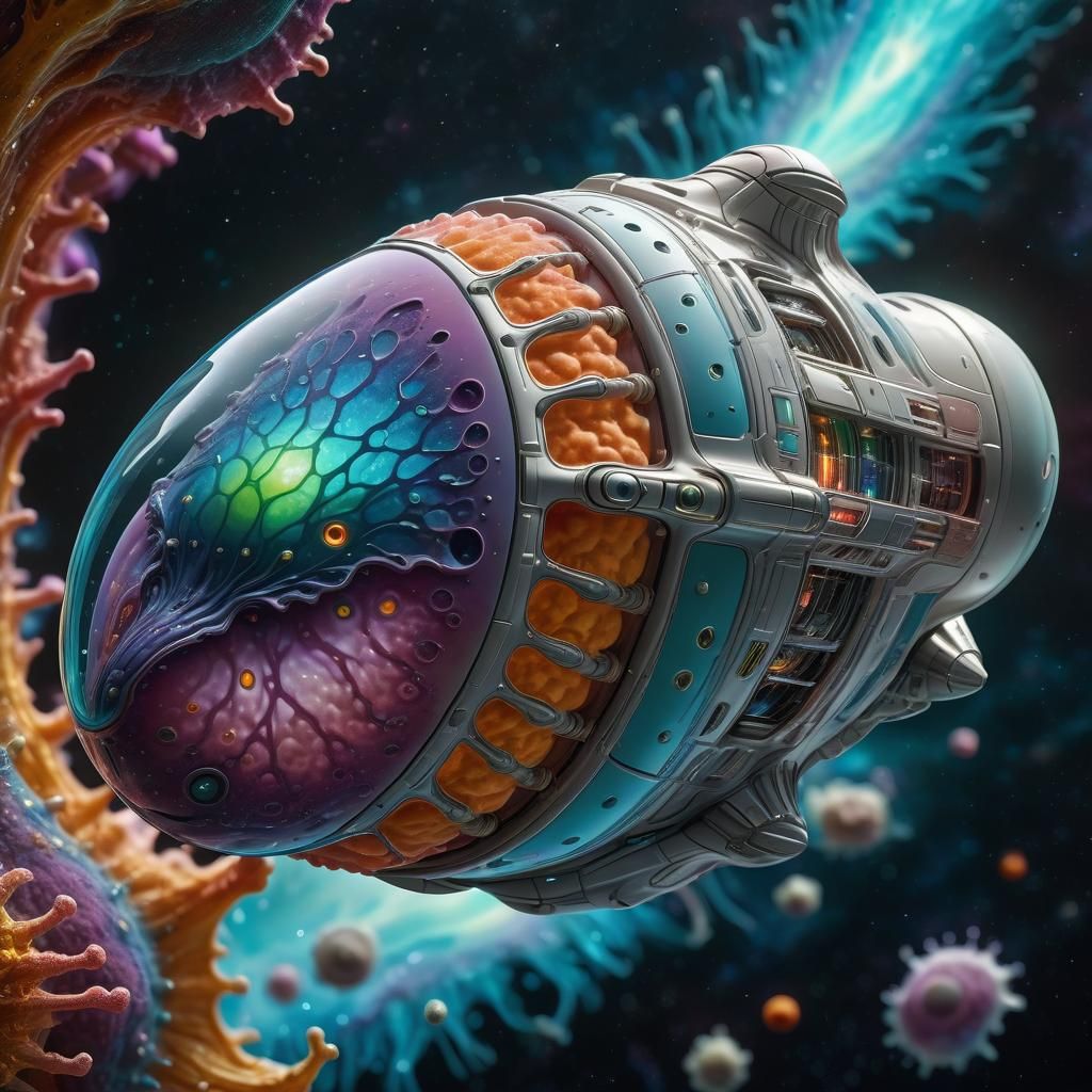Bioorganic Spaceship Concept Art in Hyperrealistic Style