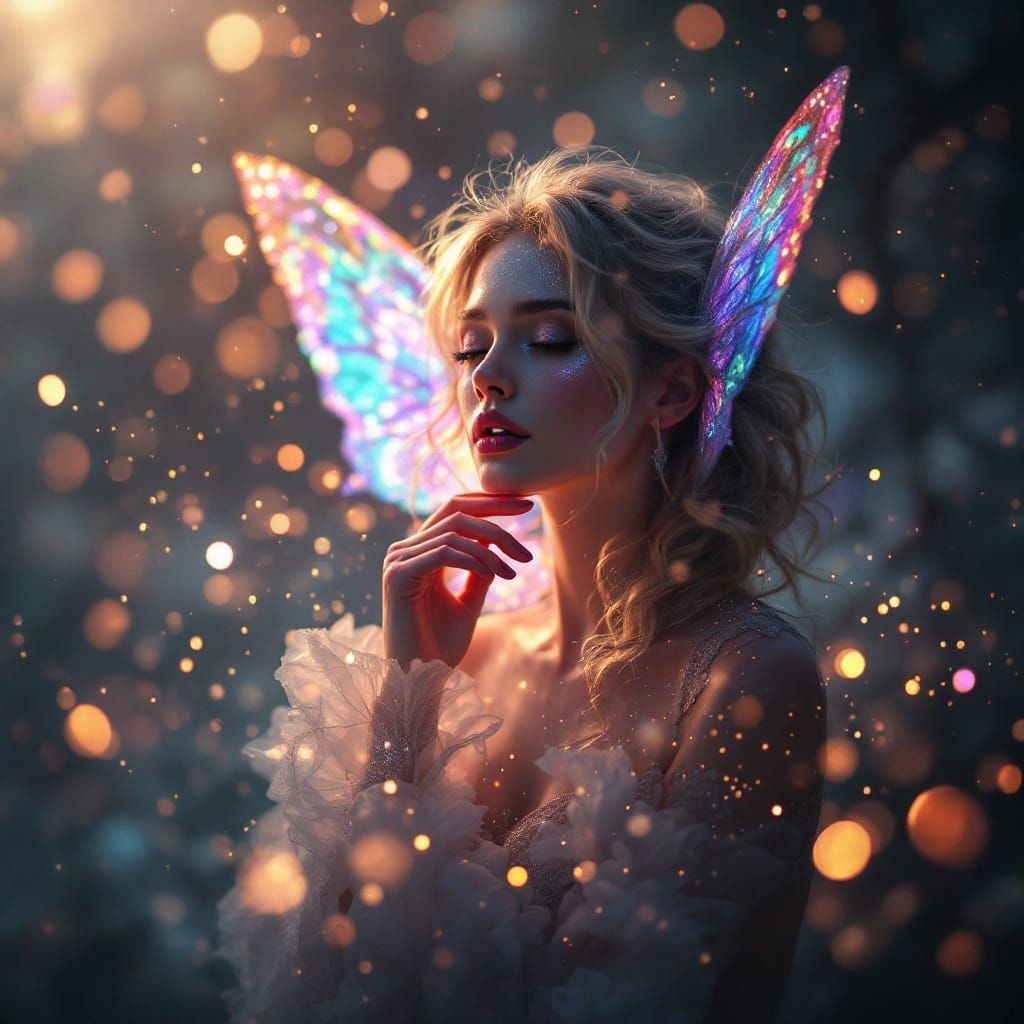 Fairy Goddess in Abstract Iridescent Lighting