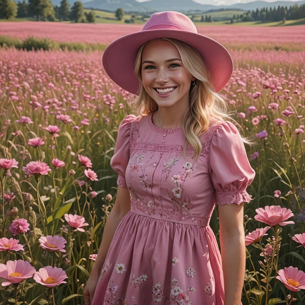 Blond Girl and Daughter in Summer Field: Matte Painting