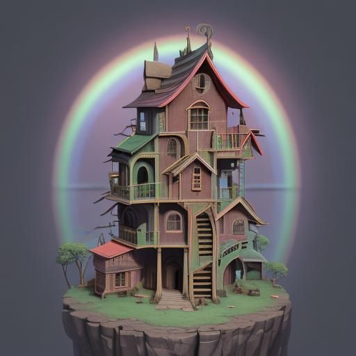 Rainbow Monkey House: Detailed Matte Painting