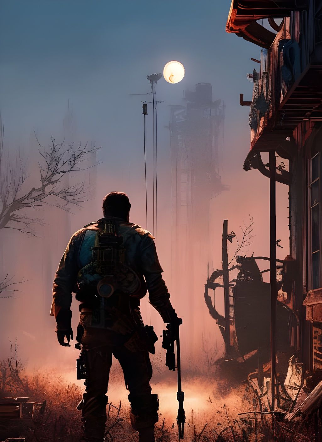 Fallout 4 Lone Survivor in Apocalyptic Landscape