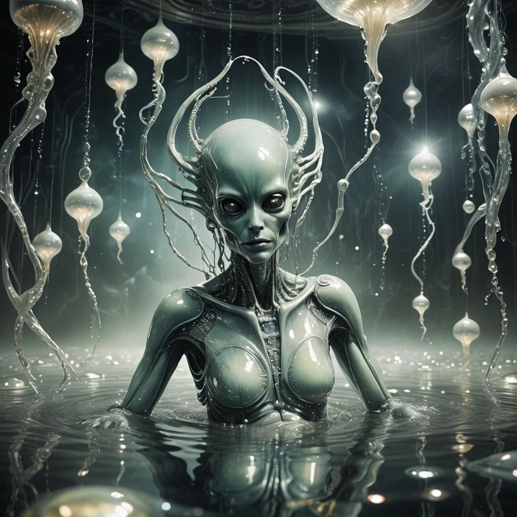 Surreal Alien Form in Dreamlike Environment