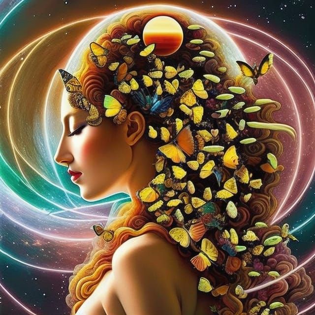 Yin Yang of Time and Earth as Rococo Oil Painting