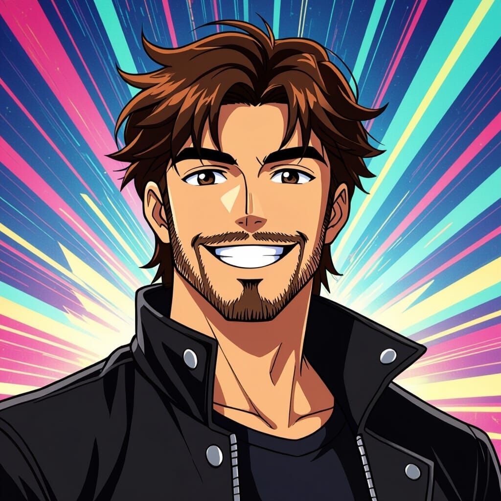 Anime Man with Mutton Chops in Shirow Style